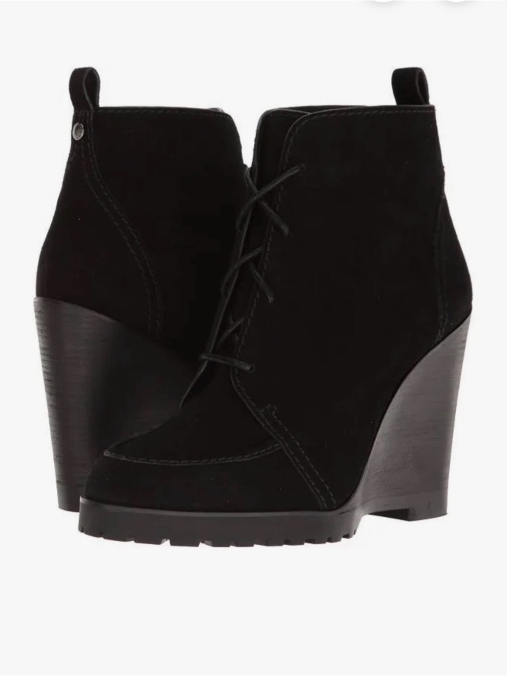 Michael Kors Black Suede Lace-Up Wedge Ankle Boots